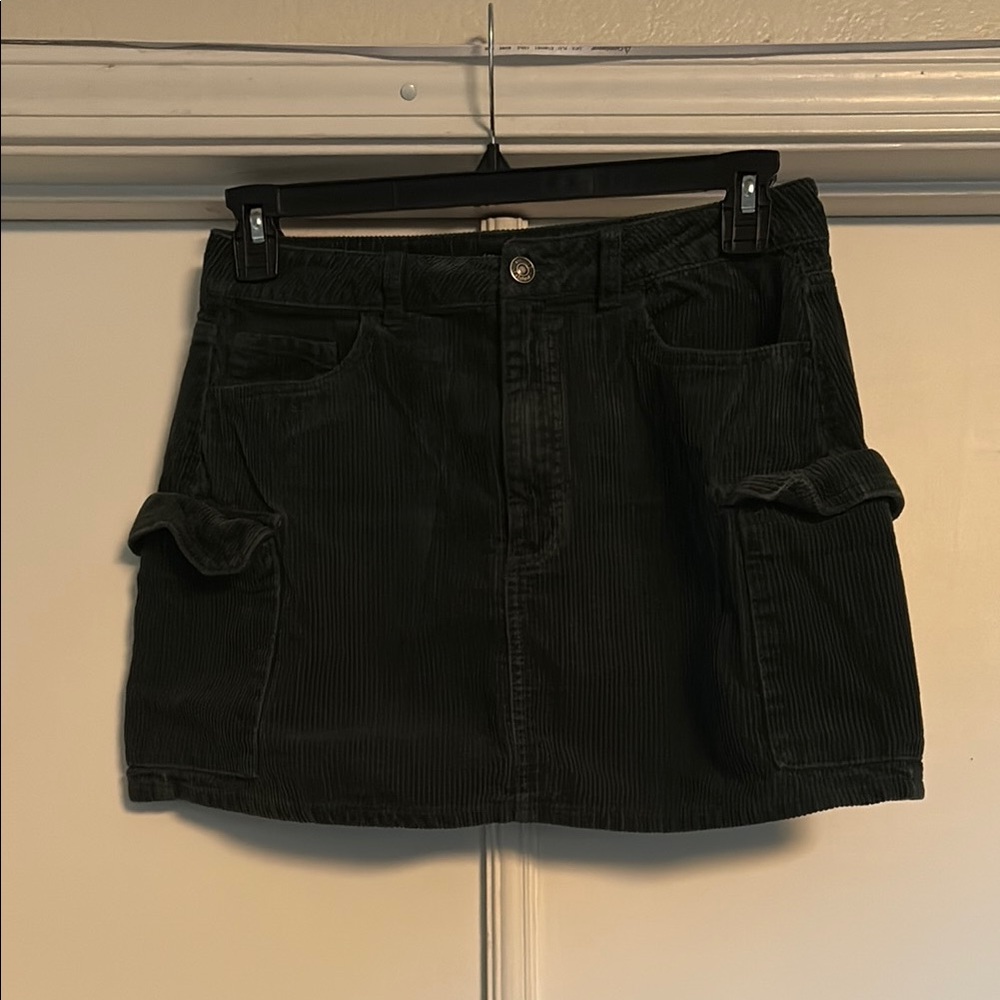 Dark green Corduroy Mini Skirt
